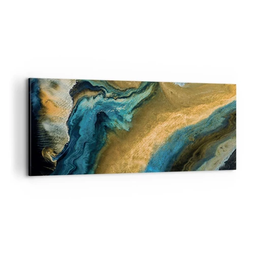 Canvas picture - Blue -Yellow - Mutal Influences - 100x40 cm