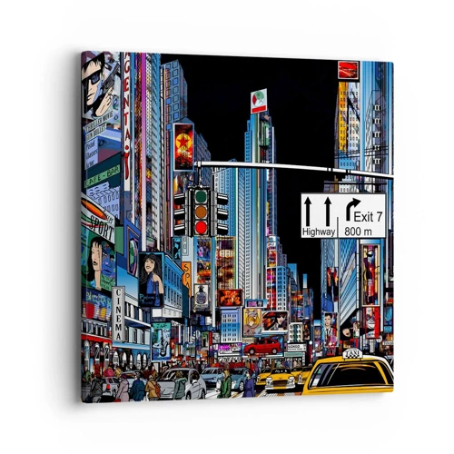 Canvas picture - Comic Night in a Big City - 40x40 cm