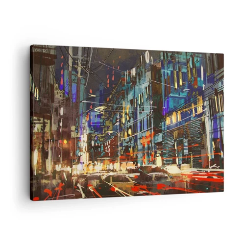 Canvas picture - Evening Street Bustle - 70x50 cm