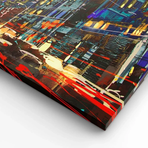 Canvas picture - Evening Street Bustle - 90x30 cm