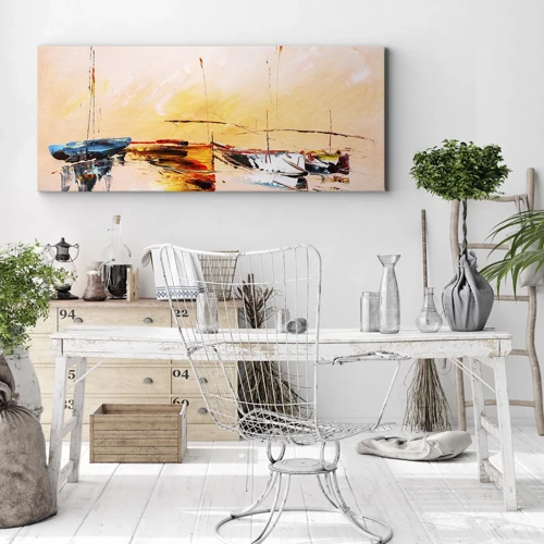 Canvas picture - Evening at the Harbour - 100x40 cm