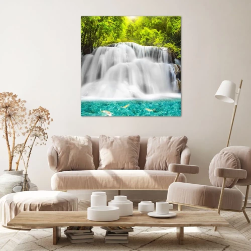 Canvas picture - Foamy Cascade from Green to Azure - 30x30 cm