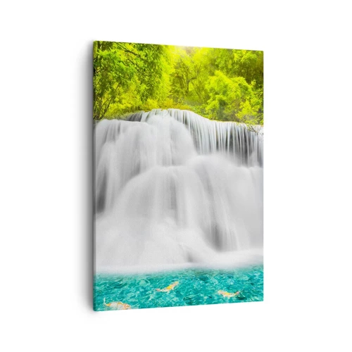Canvas picture - Foamy Cascade from Green to Azure - 50x70 cm