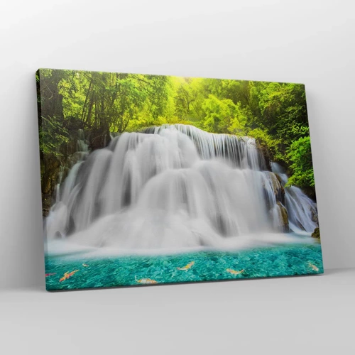 Canvas picture - Foamy Cascade from Green to Azure - 70x50 cm