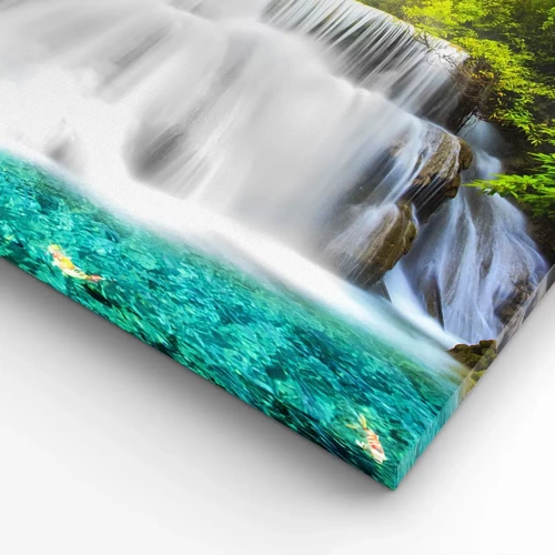 Canvas picture - Foamy Cascade from Green to Azure - 70x50 cm