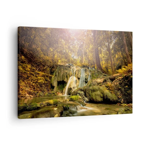 Canvas picture - Forest Cascade in Green - 70x50 cm