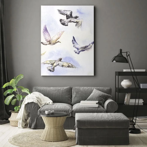 Canvas picture - Freedom in Grey and Blue - 45x80 cm