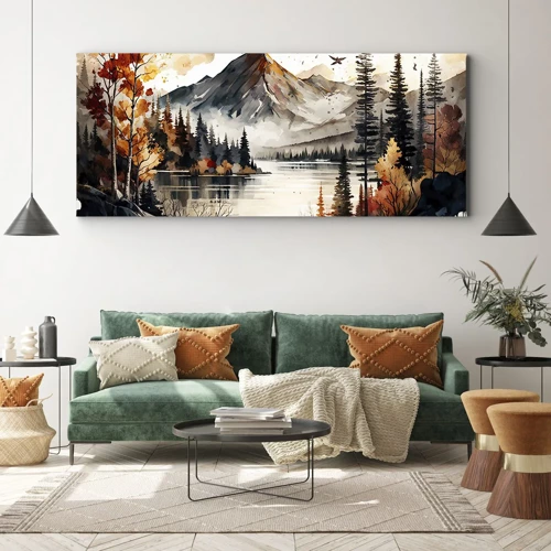 Canvas picture - Golden Autumn in the Mountains - 100x40 cm