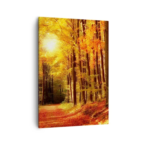 Canvas picture - Golden Autumn on a Forest Path - 50x70 cm