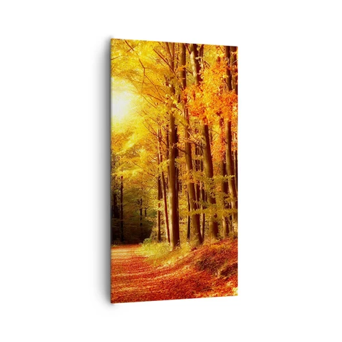 Canvas picture - Golden Autumn on a Forest Path - 65x120 cm