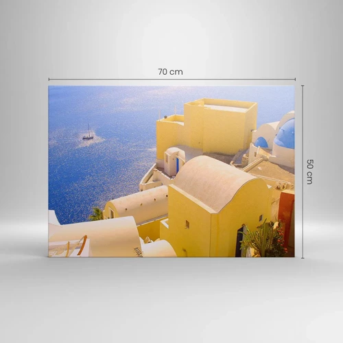 Canvas picture - Greek Landscape in White and Blue - 70x50 cm