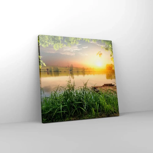 Canvas picture - Landscape in a Green Frame - 30x30 cm