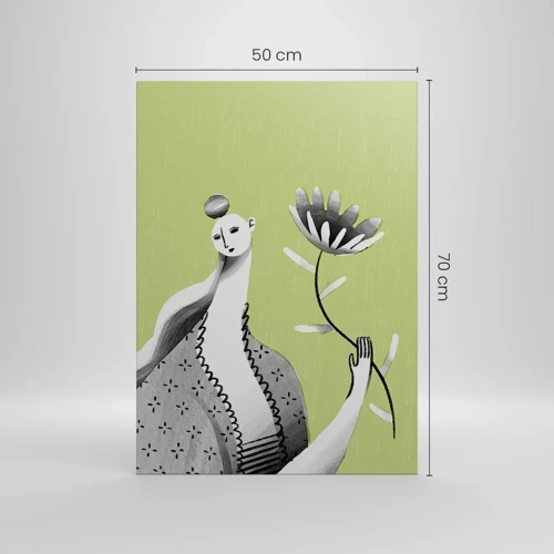 Canvas picture - Modernist Portrait - Holding a FLower - 50x70 cm