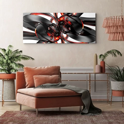 Canvas picture - Movement in Graphite and Red - 100x40 cm