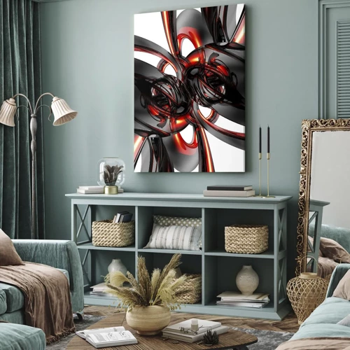 Canvas picture - Movement in Graphite and Red - 55x100 cm