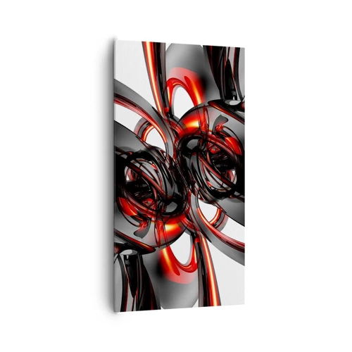 Canvas picture - Movement in Graphite and Red - 65x120 cm