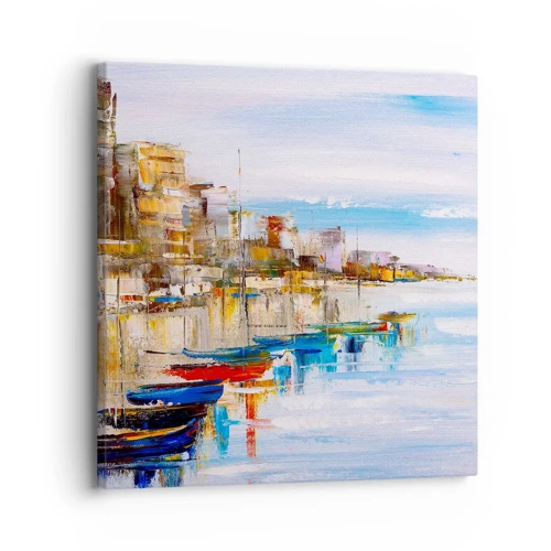 Canvas picture - Multicolour Town Marina - 30x30 cm