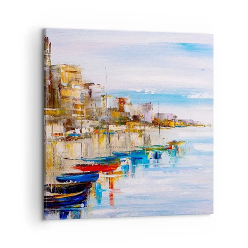 Canvas picture - Multicolour Town Marina - 50x50 cm