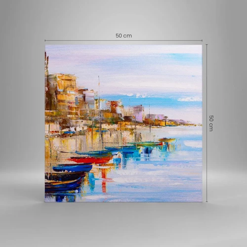 Canvas picture - Multicolour Town Marina - 50x50 cm