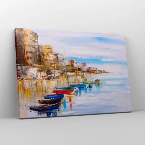 Canvas picture - Multicolour Town Marina - 70x50 cm