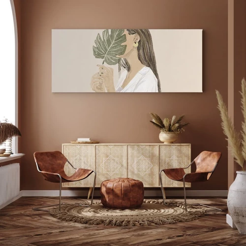 Canvas picture - Mysterious Portrait with a Fan - 100x40 cm