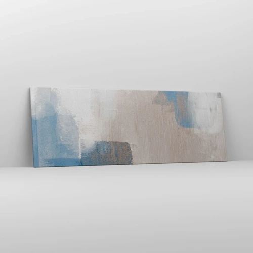 Canvas picture - Pink Abstract with a Blue Curtain - 140x50 cm