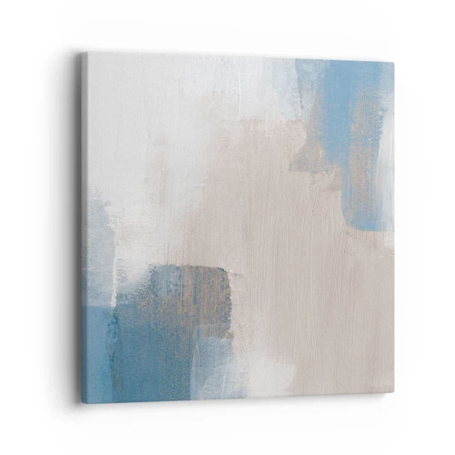 Canvas picture - Pink Abstract with a Blue Curtain - 40x40 cm