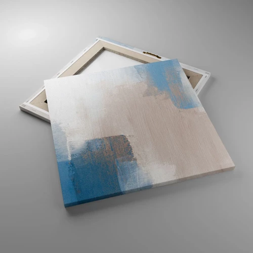 Canvas picture - Pink Abstract with a Blue Curtain - 50x50 cm