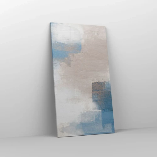 Canvas picture - Pink Abstract with a Blue Curtain - 55x100 cm