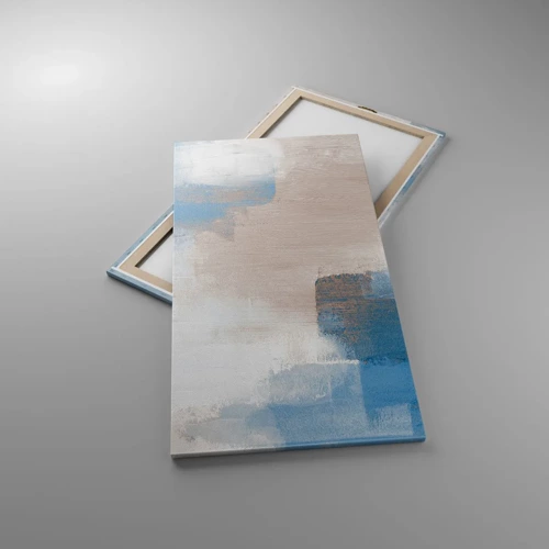 Canvas picture - Pink Abstract with a Blue Curtain - 65x120 cm
