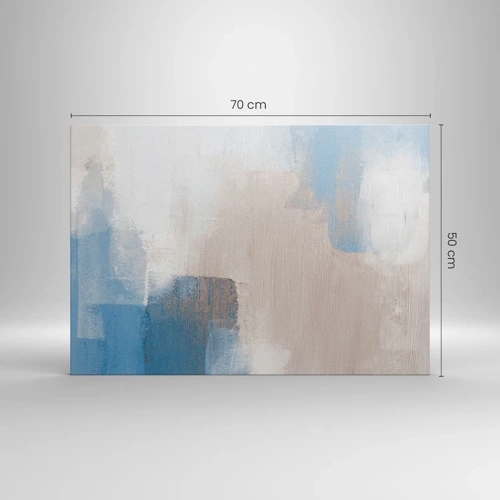 Canvas picture - Pink Abstract with a Blue Curtain - 70x50 cm