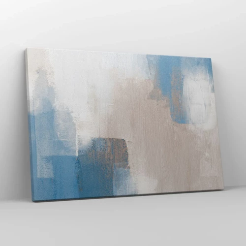 Canvas picture - Pink Abstract with a Blue Curtain - 70x50 cm