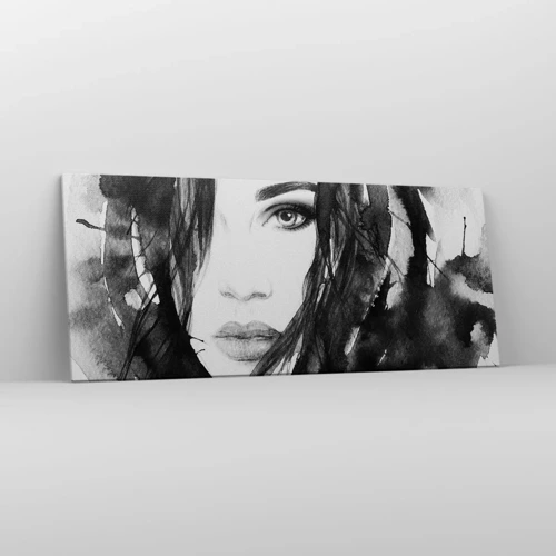 Canvas picture - Portriat of a Lady in  Black and White - 120x50 cm