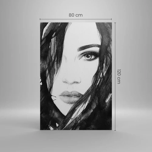 Canvas picture - Portriat of a Lady in  Black and White - 80x120 cm