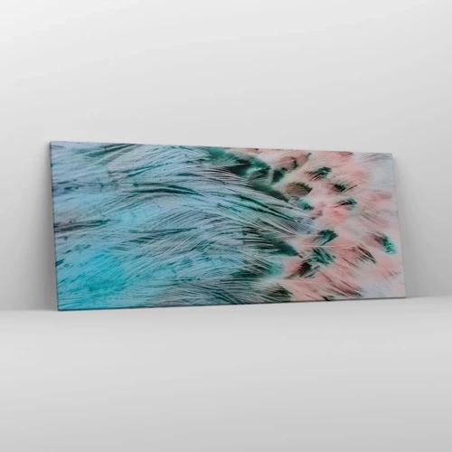 Canvas picture - Sapphire and Pink Feathers - 120x50 cm