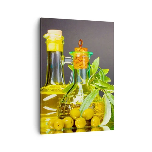 Canvas picture - Still Life with Olives and Olive Oil - 50x70 cm