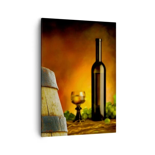 Canvas picture - Still Life with a Bottle of Wine and a Bunch of Grapes - 50x70 cm