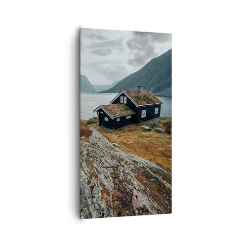 Canvas picture - Summer House byt the Fjord - 65x120 cm