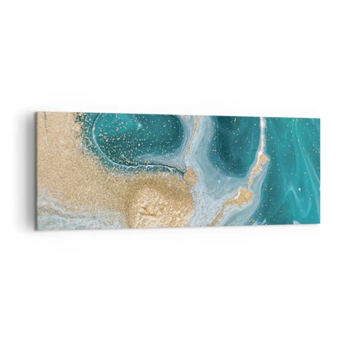 Canvas picture - Swirl of Gold and Turquiose - 140x50 cm