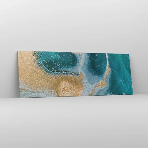 Canvas picture - Swirl of Gold and Turquiose - 140x50 cm