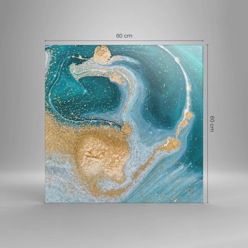 Canvas picture - Swirl of Gold and Turquiose - 60x60 cm