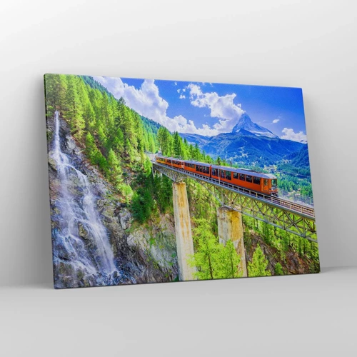 Canvas picture - Train Through the Alps - 100x70 cm