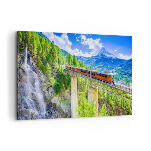 Canvas picture - Train Through the Alps - 120x80 cm