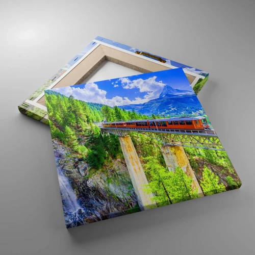Canvas picture - Train Through the Alps - 30x30 cm