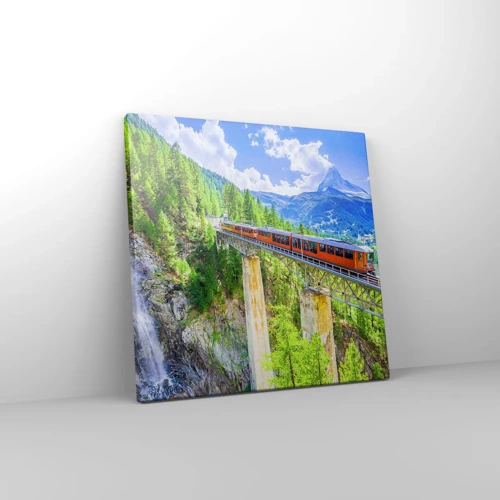 Canvas picture - Train Through the Alps - 30x30 cm