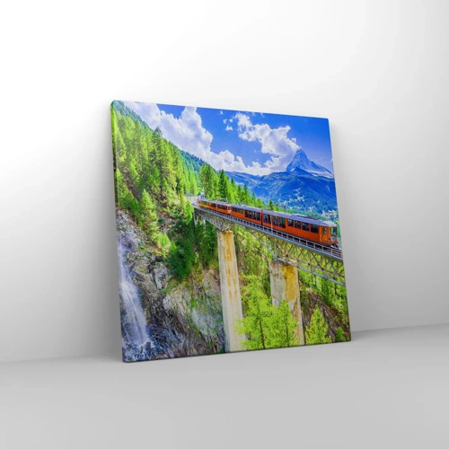 Canvas picture - Train Through the Alps - 40x40 cm