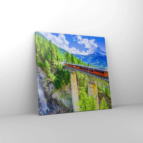Canvas picture - Train Through the Alps - 50x50 cm