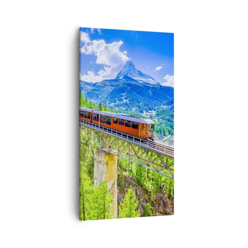 Canvas picture - Train Through the Alps - 55x100 cm