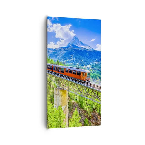 Canvas picture - Train Through the Alps - 65x120 cm