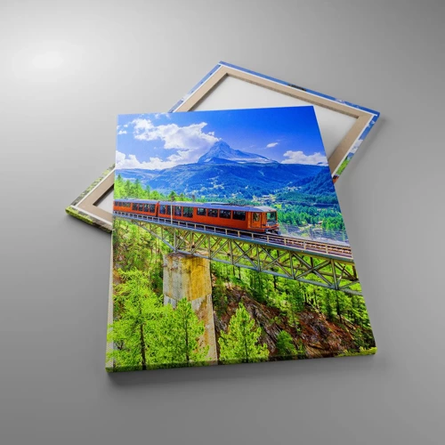 Canvas picture - Train Through the Alps - 70x100 cm